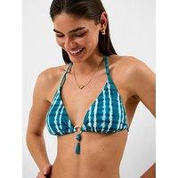 Accessorize Tie-Dye Triangle Bikini Top - Teal