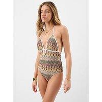 Accessorize Crochet Plunge Swimsuit - Cream