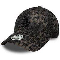 New Era Womens Mlb Cosy 9Forty Leopard Print La Dodgers Cap - Black