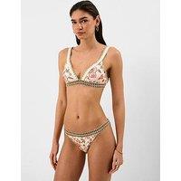 Accessorize Floral Print Bikini Top - Cream