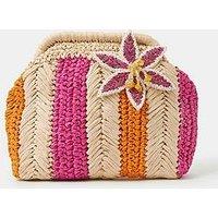 Accessorize Stripe Raffia Clutch