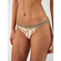 Accessorize Floral Print Band Bikini Bottoms - Cream