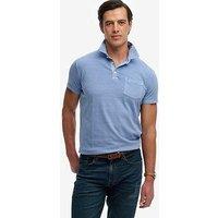 Superdry Classic Cotton Linen Short Sleeve Polo Shirt - Blue