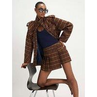 River Island Womens Pleat Detail Check Skort - Brown