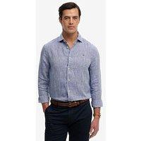Superdry Riviera Long Sleeve Linen Shirt - Blue