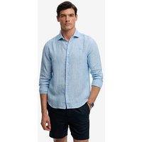 Superdry Riviera Long Sleeve Linen Shirt - Blue