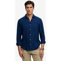 Superdry Riviera Long Sleeve Linen Shirt - Blue