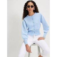 River Island Scallop Detail Knit Cardigan - Blue