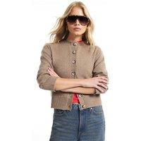 River Island Womens Button Front Ribbed Trim Cardigan - Beige