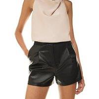 River Island Womens Tailored High Waist Faux Leather Shorts - Black