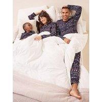 The Very Collection Mens Family Christmas Pyjama Cotton Reindeer Fairisle Top And Jogger Set - Navy