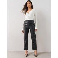 The Very Collection Short Cigarette Faux Leather Trouser - Black