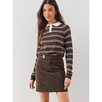 The Very Collection Hardware Detail Mole Skin Mini Skirt - Brown