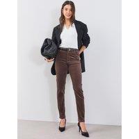 The Very Collection Womens Velvet High Rise Slim Leg Jeans - Brown