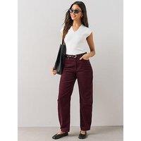 The Very Collection Barrel Cord Trousers - Burgundy