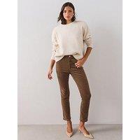 The Very Collection Womens High Waist Straight Leg Cord Trousers - Walnut