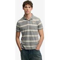 Superdry Vintage Stripe Jersey Short Sleeve Polo Shirt - Grey