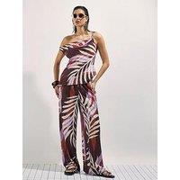 River Island Palm Print Top - Brown