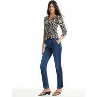 River Island Womens Straight Leg Two-Tone Side Panel Cigarette Jeans - Blue