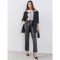 The Very Collection Womens Horsebit Waist Faux Leather Trousers - Black