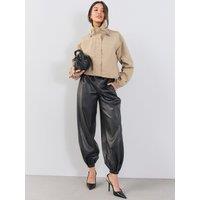 The Very Collection Womens Balloon Faux Leather Trousers - Black
