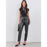 The Very Collection Womens Trim Detail Skinny Faux Leather Trousers - Black
