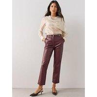 The Very Collection Short Faux Leather Horsbit Trouser - Burgundy