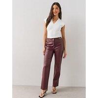 The Very Collection Faux Leather Horsebit Trouser - Burgundy