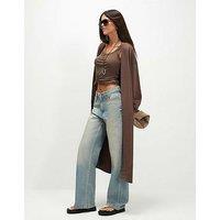 River Island Women'S Knitted Ribbed Maxi Cardigan - Beige