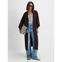 River Island Women'S Cotton Mixed Rib Knit Maxi Cardigan - Brown