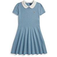 Polo Ralph Lauren Girls Polo Collared Short Sleeve Dress - Light Blue