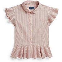 Polo Ralph Lauren Girls Frill Cap Sleeve Blouse - Pink