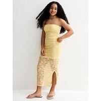 New Look 915 Girls Yellow Lace Bandeau Maxi Dress - Light Yellow
