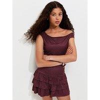 New Look 915 Girls Spot Print Off Shoulder Top - Red