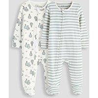 The Very Collection Boys 2 Pack Zip Front Footed Sleepsuits