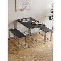 Vida Designs Roslyn 4 Seater Dining Table With Bench Set In Black