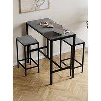 Vida Designs Roslyn 2 Seater Bar Table Set In Concrete Grey