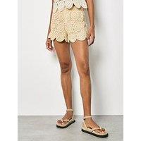 Apricot Circles Crochet Shorts - Cream