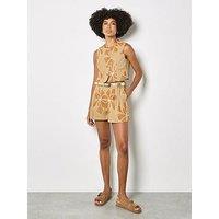 Apricot Embroidered Big Flower High Neck Waistcoat - Cream