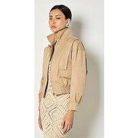 Apricot Shoulder Pleat Crop Jacket