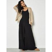 Apricot Double Weave Cotton Wide Leg Trouser