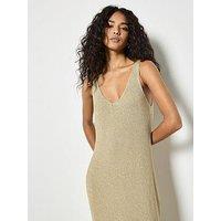 Apricot Sparkle Knitted Dress - Gold