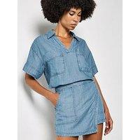 Apricot Slub Denim Wrap Skort - Blue