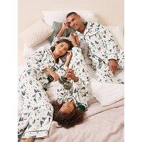 The Very Collection Womens Family Christmas Pyjama Xmas Tree Brushed Woven Revere Set - Cream