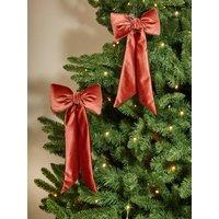 Heaven Sends Hanging Velvet Bow Set Of 2- Rust