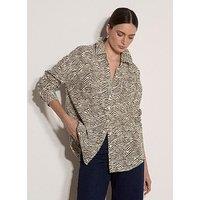 Apricot Zebra Print Oversized Shirt - Brown