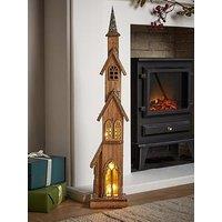 Heaven Sends Tall Wooden Light-Up House Christmas Decoration - 75 Cm