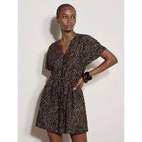 Apricot Wood Wave Front Zip Dress - Black