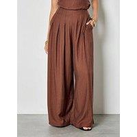 Apricot 3 Pleat Twill Wide Leg Trousers - Brown