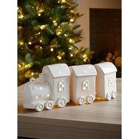 Heaven Sends Ceramic White Carriage Christmas & Train Tea Light Holder